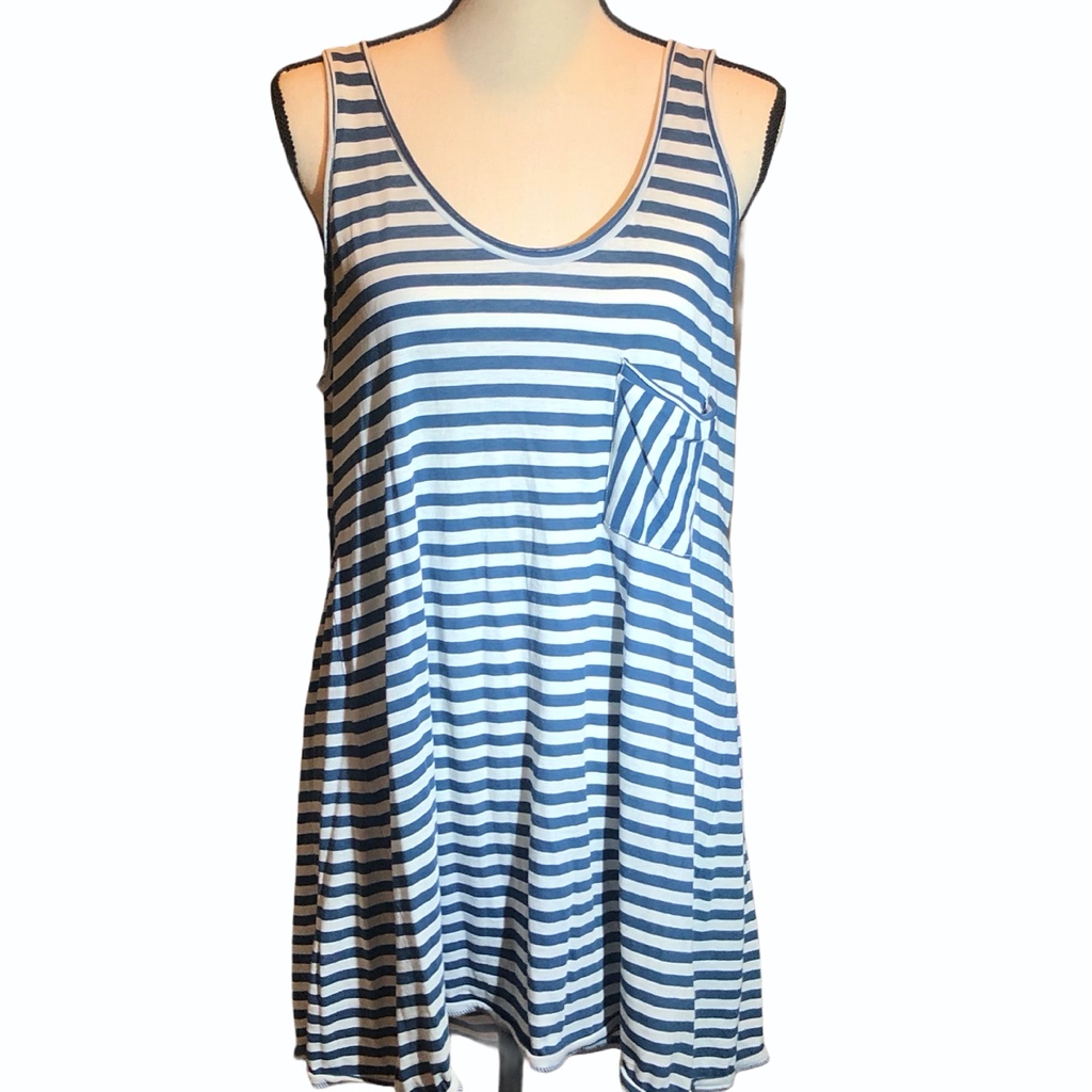 Demylee Pima Cotton Blue/White Stripe Tank/Tunic — image 3 of 8